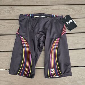 TYR Boy's Men’s Supersonic Jammer Black Multicolor Splice Swimwear  SZ 28 New